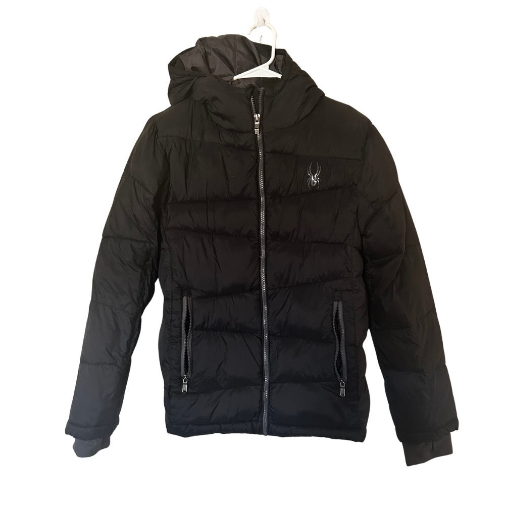 Spyder Black Hooded Puffer Jacket Kids L 14/16